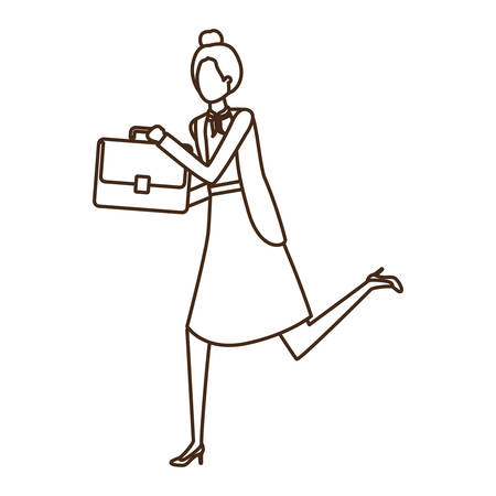 business woman with portfolio avatar character vector illustration desingのイラスト素材