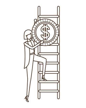 businesswoman with dollar sign and stair character vector illustration desingのイラスト素材
