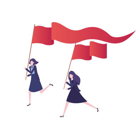 group of executives running with flag vector illustration designのイラスト素材