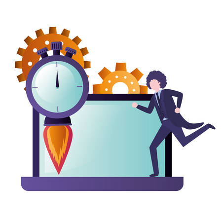 laptop screen with businessman avatar character vector illustration designのイラスト素材