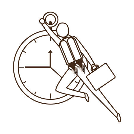 businessman on rocket and clock avatar character vector illustration desingのイラスト素材