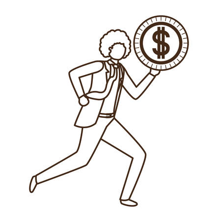 businessman with dollar sign avatar character vector illustration desingのイラスト素材