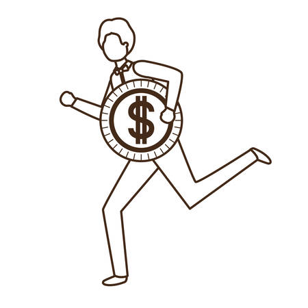 businessman with dollar sign avatar character vector illustration desingのイラスト素材