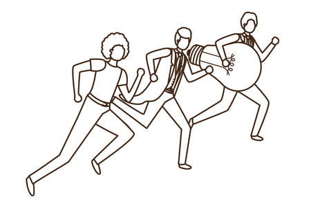 Businessmen with lightbulb avatar character vector illustration desingのイラスト素材