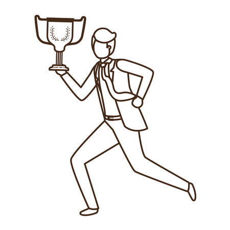 businessman with trophy avatar character vector illustration desingのイラスト素材