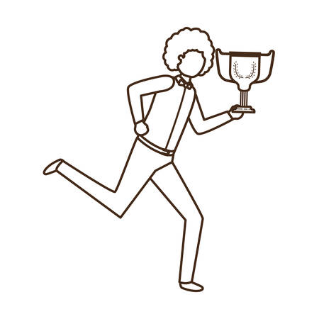 businessman with trophy avatar character vector illustration desingのイラスト素材