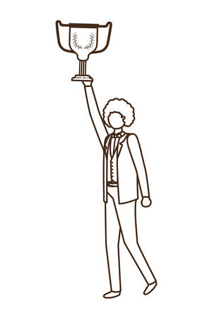 businessman with trophy avatar character vector illustration desingのイラスト素材