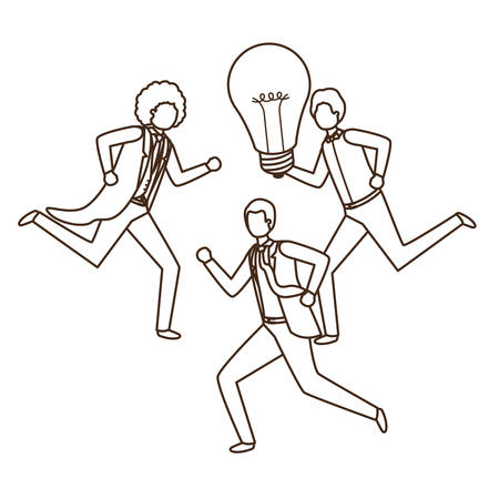 Businessmen with lightbulbs avatar character vector illustration desingのイラスト素材