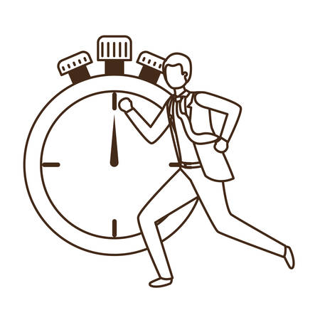 businessman with clock avatar character vector illustration desingのイラスト素材