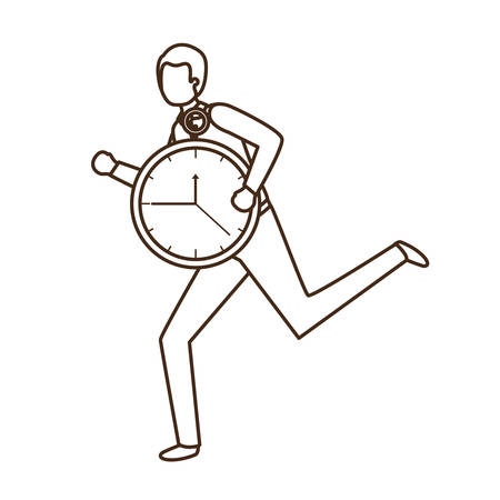 businessman with clock avatar character vector illustration desingのイラスト素材