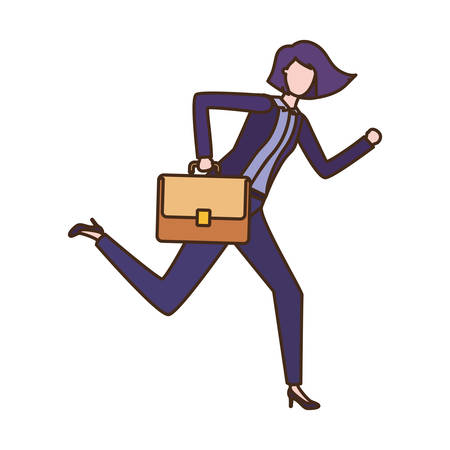 business woman with portfolio avatar character vector illustration desingのイラスト素材