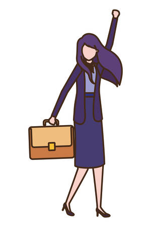 business woman with portfolio avatar character vector illustration desingのイラスト素材