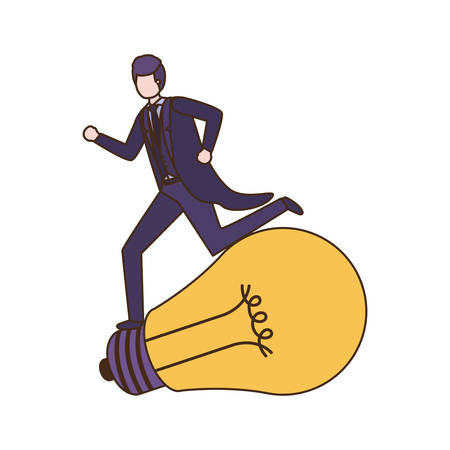 Businessman with lightbulb avatar character vector illustration designのイラスト素材