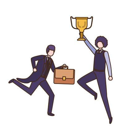 businessmen with trophy avatar character vector illustration desingのイラスト素材