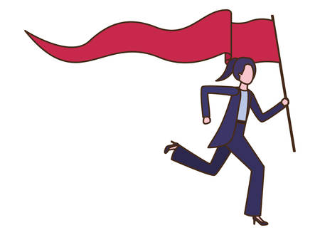 businesswoman running with banner avatar character vector illustration designのイラスト素材