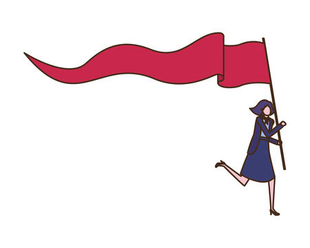 businesswoman running with banner avatar character vector illustration designのイラスト素材