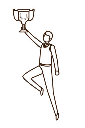 businessman with trophy avatar character vector illustration desingのイラスト素材