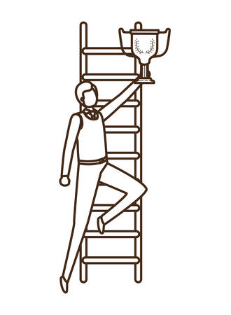 businessman with stair and trophy avatar character vector illustration desingのイラスト素材