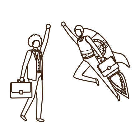 businessmen with rocket avatar character vector illustration desingのイラスト素材