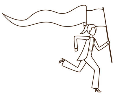 businesswoman running with banner avatar character vector illustration designのイラスト素材