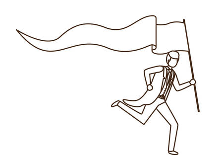 businessman running with flag avatar character vector illustration designのイラスト素材