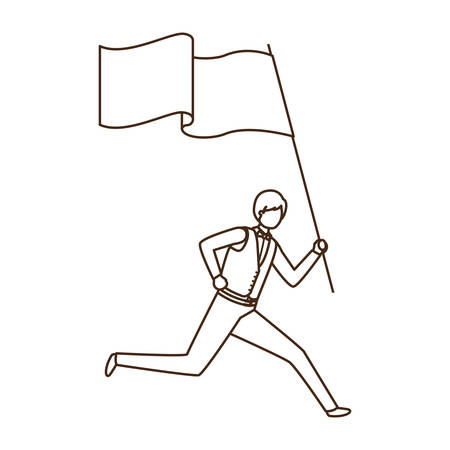 businessman running with flag avatar character vector illustration designのイラスト素材
