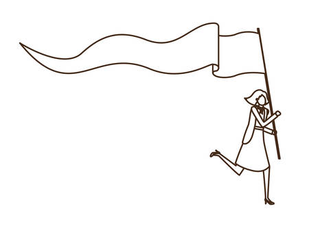 businesswoman running with banner avatar character vector illustration designのイラスト素材