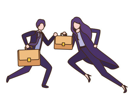 business couple with portfolio avatar character vector illustration desingのイラスト素材