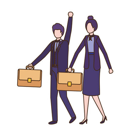 business couple with portfolio avatar character vector illustration desingのイラスト素材
