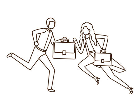 business couple with portfolio avatar character vector illustration desingのイラスト素材