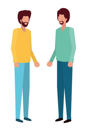 young men standing avatar character vector illustration desingのイラスト素材
