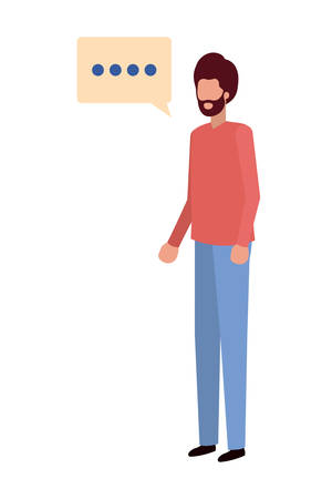 young man with dialog bubble avatar character vector illustration desingのイラスト素材