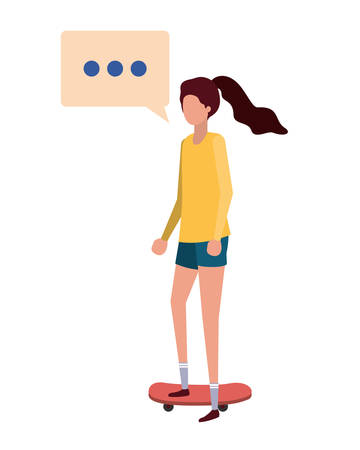 young woman with speech bubble avatar character vector illustration desingのイラスト素材
