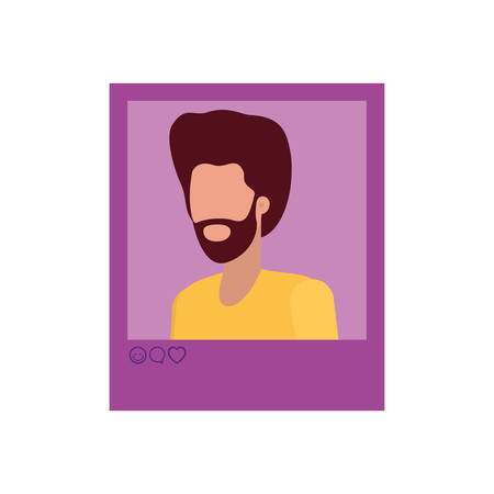 instant photo of man avatar character vector illustration designのイラスト素材