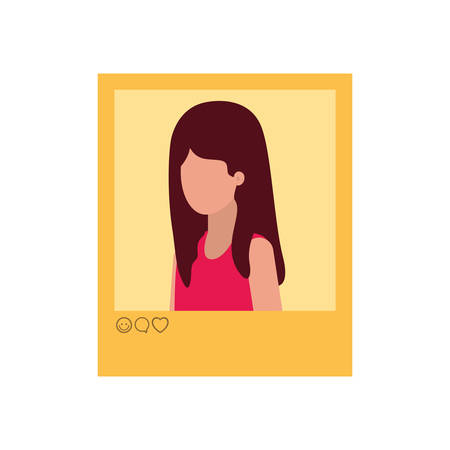 instant photo of woman avatar character vector illustration designのイラスト素材