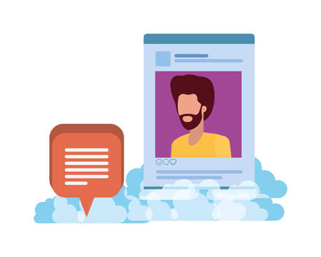 profile social network man with speech bubble vector illustration designのイラスト素材
