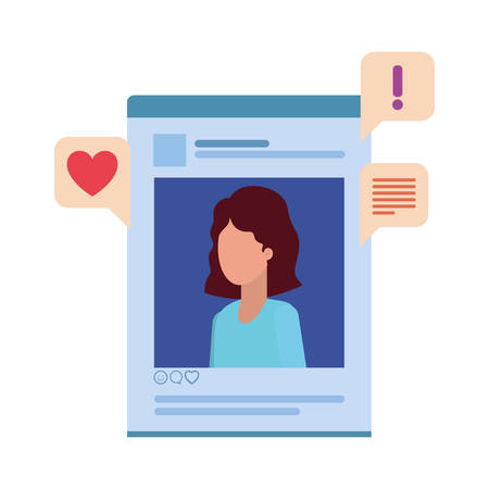 profile social network woman with speech bubble vector illustration designのイラスト素材