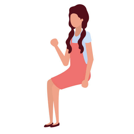 young woman sitting avatar character vector illustration designのイラスト素材