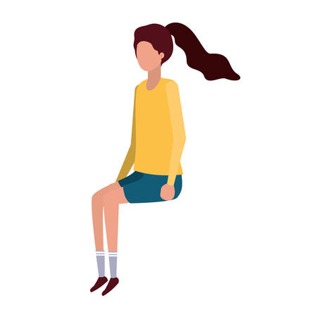 young woman sitting avatar character vector illustration designのイラスト素材