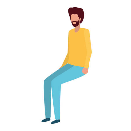 young man sitting avatar character vector illustration designのイラスト素材