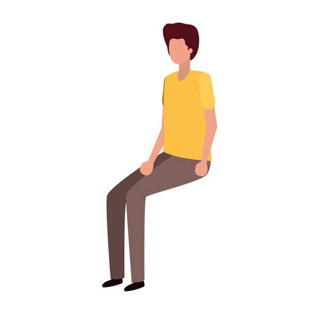 young man sitting avatar character vector illustration designのイラスト素材