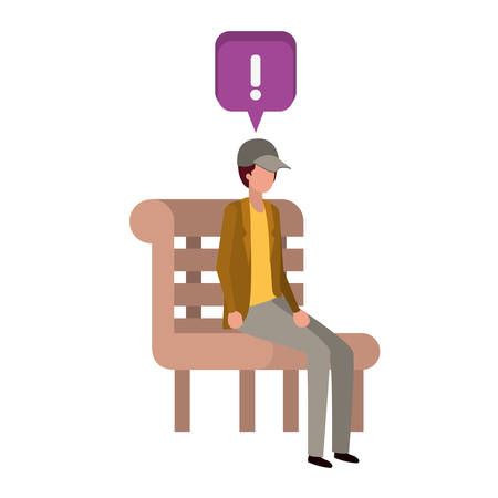 man sitting on bench with dialogue bubble vector illustration designのイラスト素材