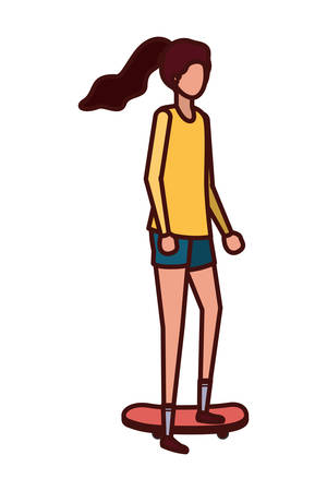 young woman standing avatar character vector illustration desingのイラスト素材