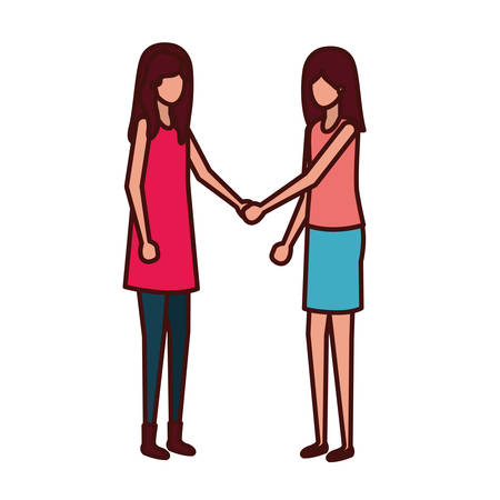 young women standing avatar character vector illustration desingのイラスト素材