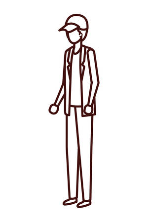 young man standing avatar character vector illustration desingのイラスト素材