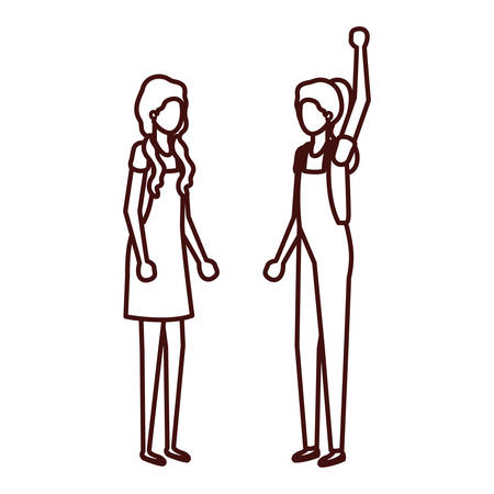 young women standing avatar character vector illustration desingのイラスト素材