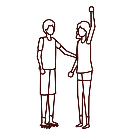 young couple avatar character vector illustration designのイラスト素材