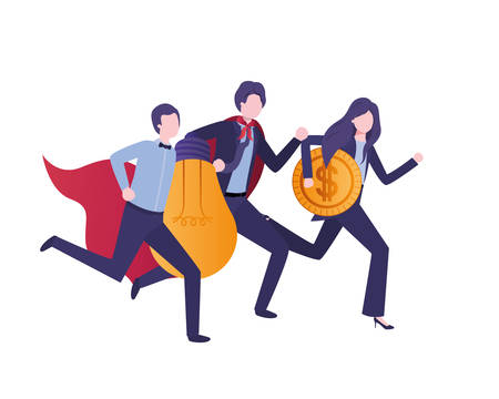 group of business with dollar and light bulb vector illustration desingのイラスト素材