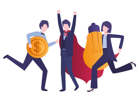 group of business with dollar and light bulb vector illustration desingのイラスト素材