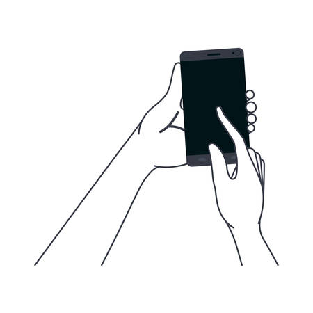 hands with smart phone isolated icon vector illustration desingのイラスト素材